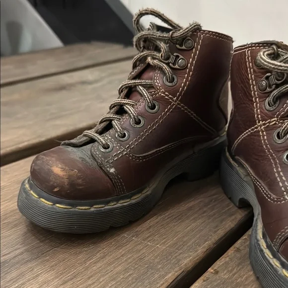 Brown Leather Lace-Up Boots - Picture 2 of 7